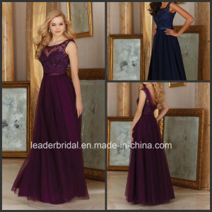 Navy Tulle Prom Gown Lace Win Long Bridesmaid Evening Dress Mrl156